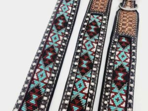 Leather Dog Collars Beaded Beadwork Dog Collars with beads sturdy padded comfortable western ranch dog cowboy (27)
