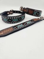 Leather Dog Collars Beaded Beadwork Dog Collars with beads sturdy padded comfortable western ranch dog cowboy (28)