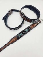 Leather Dog Collars Beaded Beadwork Dog Collars with beads sturdy padded comfortable western ranch dog cowboy (29)