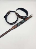 Leather Dog Collars Beaded Beadwork Dog Collars with beads sturdy padded comfortable western ranch dog cowboy (30)