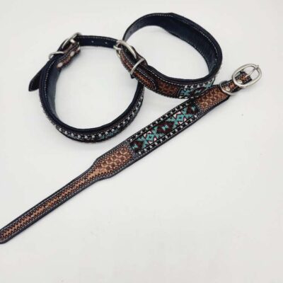 Leather Dog Collars Beaded Beadwork Dog Collars with beads sturdy padded comfortable western ranch dog cowboy (30)