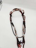 Leather Headstall Bead One Ear Western Dog Collar Turquoise Buckstitch (33)