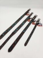 Leather Headstall Bead One Ear Western Dog Collar Turquoise Buckstitch (44)