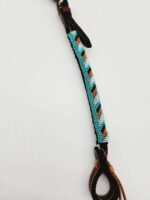 Leather Headstall Bead One Ear Western Dog Collar Turquoise Buckstitch (6)