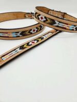 Leather beaded dog collars beadwork navajo red native beading leather dog collar sturdy unique dog (15)