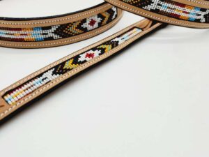 Leather beaded dog collars beadwork navajo red native beading leather dog collar sturdy unique dog (15)