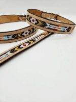 Leather beaded dog collars beadwork navajo red native beading leather dog collar sturdy unique dog (16)