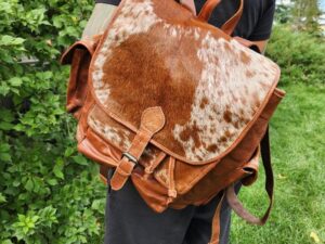 Cute hair on cowhide backpack with soft leather (8)