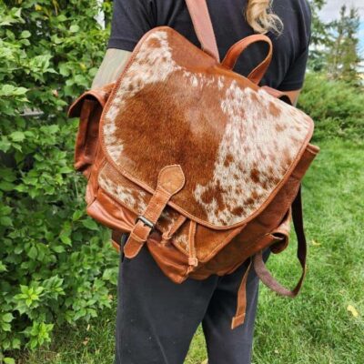 Cute hair on cowhide backpack with soft leather (8)