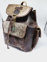 Cowhide Leather Backpack Saddle Blanket Western Fashion Cowgirl Back to School Travel Native Cowhide Purse Backpack (57)