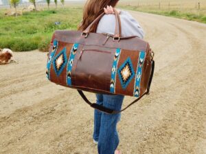 Saddle Blanket Duffel Bag Western Purse Carryon travel bag weekend bag crossbody cowgirl boho gypsy fashion (24)