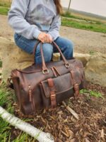 Travel Deluxe Leather Duffel BAgs MEns Bag Shoe Pocket (16)