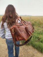 Travel Deluxe Leather Duffel BAgs MEns Bag Shoe Pocket (8)