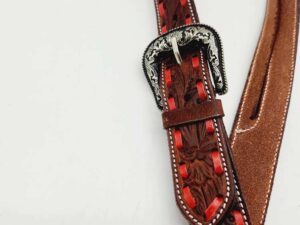 Red buckstitch headstall bridel