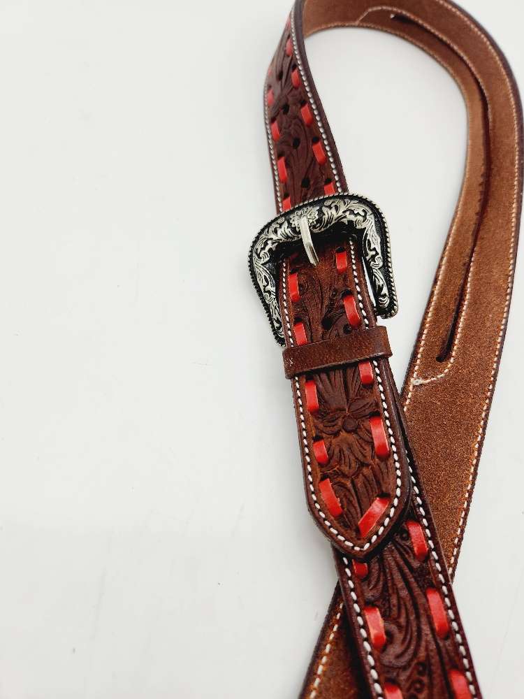 Red Buckstitch- Belt Style Split Ear Headstall - Ranch Hand Store