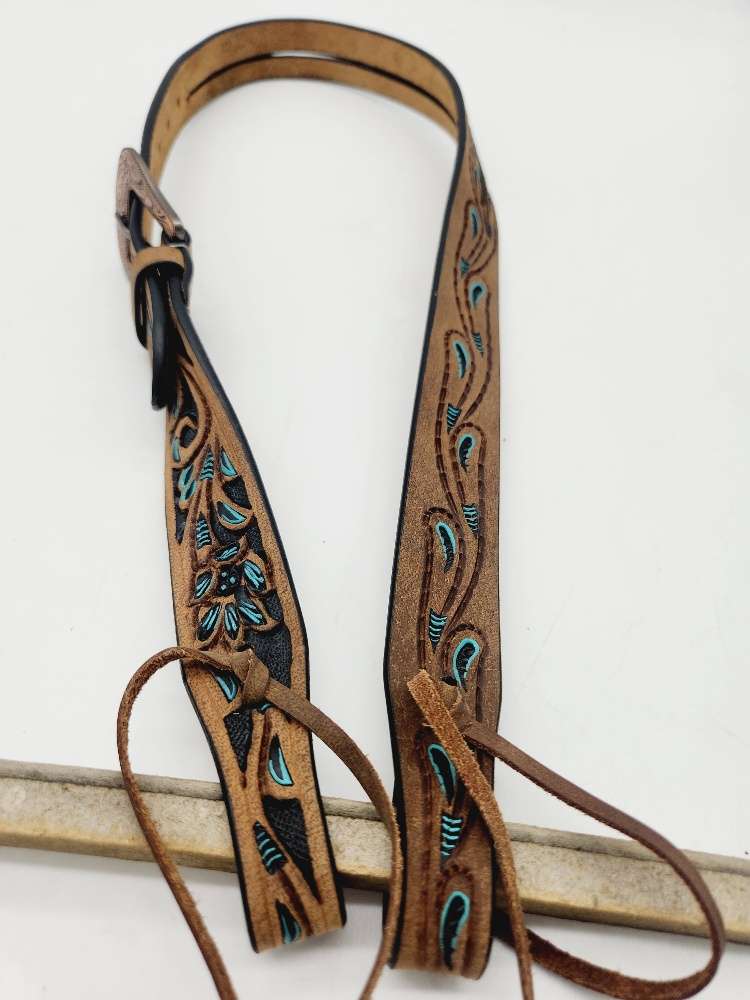 Western Horse Hair on Leather Tack Set One Ear Bridle + Breast Collar