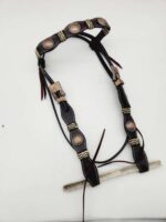 Rancher Rawhide detail rose gold concho headstall bridle western browband (1)