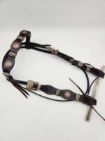 Rancher Rawhide detail rose gold concho headstall bridle western browband (14)