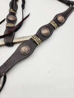 Rancher Rawhide detail rose gold concho headstall bridle western browband (29)