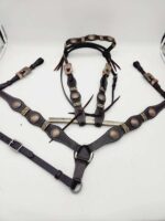 Rancher Rawhide detail rose gold concho headstall bridle western browband (34)