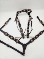 Rancher Rawhide detail rose gold concho headstall bridle western browband (36)