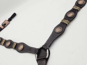 Rancher Rawhide detail rose gold concho headstall bridle western browband (46)