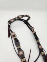 Rancher Rawhide detail rose gold concho headstall bridle western browband (7)