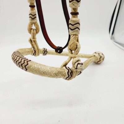 Rawhide bosa hand braided leather headstall horse hair (1)