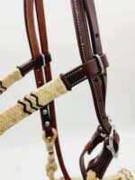 Rawhide bosa hand braided leather headstall horse hair (12)