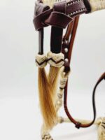 Rawhide bosa hand braided leather headstall horse hair (13)