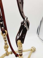 Rawhide bosa hand braided leather headstall horse hair (14)