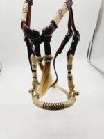 Rawhide bosa hand braided leather headstall horse hair (2)