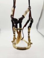 Rawhide bosa hand braided leather headstall horse hair (3)