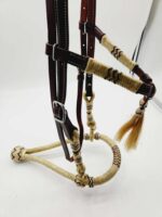 Rawhide bosa hand braided leather headstall horse hair (4)