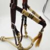 Rawhide bosa hand braided leather headstall horse hair (5)
