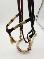 Rawhide bosa hand braided leather headstall horse hair (6)