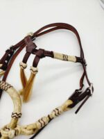 Rawhide bosa hand braided leather headstall horse hair (7)