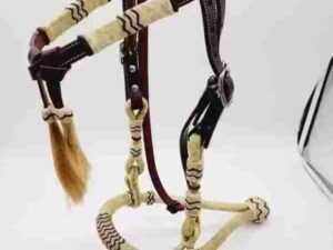 Rawhide bosa hand braided leather headstall horse hair 8 1