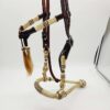 Rawhide bosa hand braided leather headstall horse hair (9)
