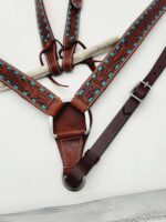 Turquoise Buckstitch Whipstitch HEadstall WEstern Breast Collar Horse TAck Western RAnch Hand (17)