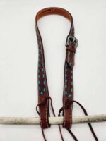 Turquoise Buckstitch Whipstitch HEadstall WEstern Breast Collar Horse TAck Western RAnch Hand (5)