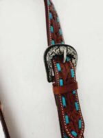 Turquoise Buckstitch Whipstitch HEadstall WEstern Breast Collar Horse TAck Western RAnch Hand (6)