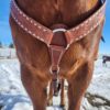 white buckstitch breast collar belt style headstall split ear western headstall (2)