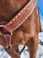 white buckstitch breast collar belt style headstall split ear western headstall (5)