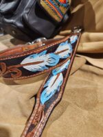 Blue Wing Leather Dog Collar Western Feather Angel Dog Collars for pets (3)