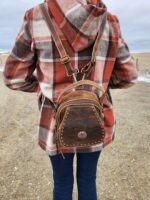 Western BAckpack purse leather bag fashion sling crossbody backpack purse cowgirl cowhide hair ok (12)
