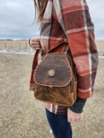 Western BAckpack purse leather bag fashion sling crossbody backpack purse cowgirl cowhide hair ok (2)
