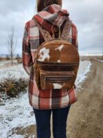 Western BAckpack purse leather bag fashion sling crossbody backpack purse cowgirl cowhide hair ok (24)