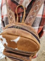 Western BAckpack purse leather bag fashion sling crossbody backpack purse cowgirl cowhide hair ok (28)