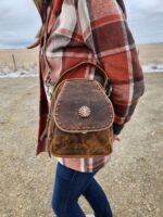 Western BAckpack purse leather bag fashion sling crossbody backpack purse cowgirl cowhide hair ok (6)